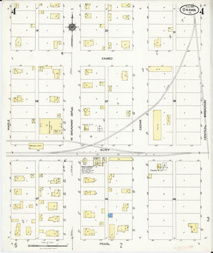 Sanborn Fire Insurance Map from Onawa, Monona County, Iowa (1924), Sheet #0004 - Historic Sanborn Fire Insurance Map Print