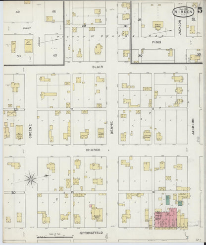 Sanborn Fire Insurance Map from Virden, Macoupin County, Illinois (1894), Sheet #0005 - Complete Map Set gallery image, historic Sanborn map, vintage wall art, Illinois Illinois