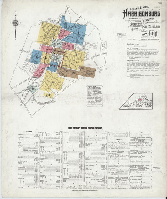 Sanborn Fire Insurance Map from Harrisonburg, Independent Cities, Virginia. (1918) – Historic Sanborn Fire Insurance Map Print