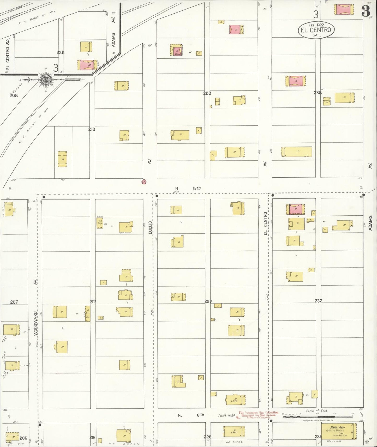 Sanborn Fire Insurance Map from El Centro, Imperial County, California (1922), Sheet #0003 - Complete Map Set gallery image, historic Sanborn map, vintage wall art, California California