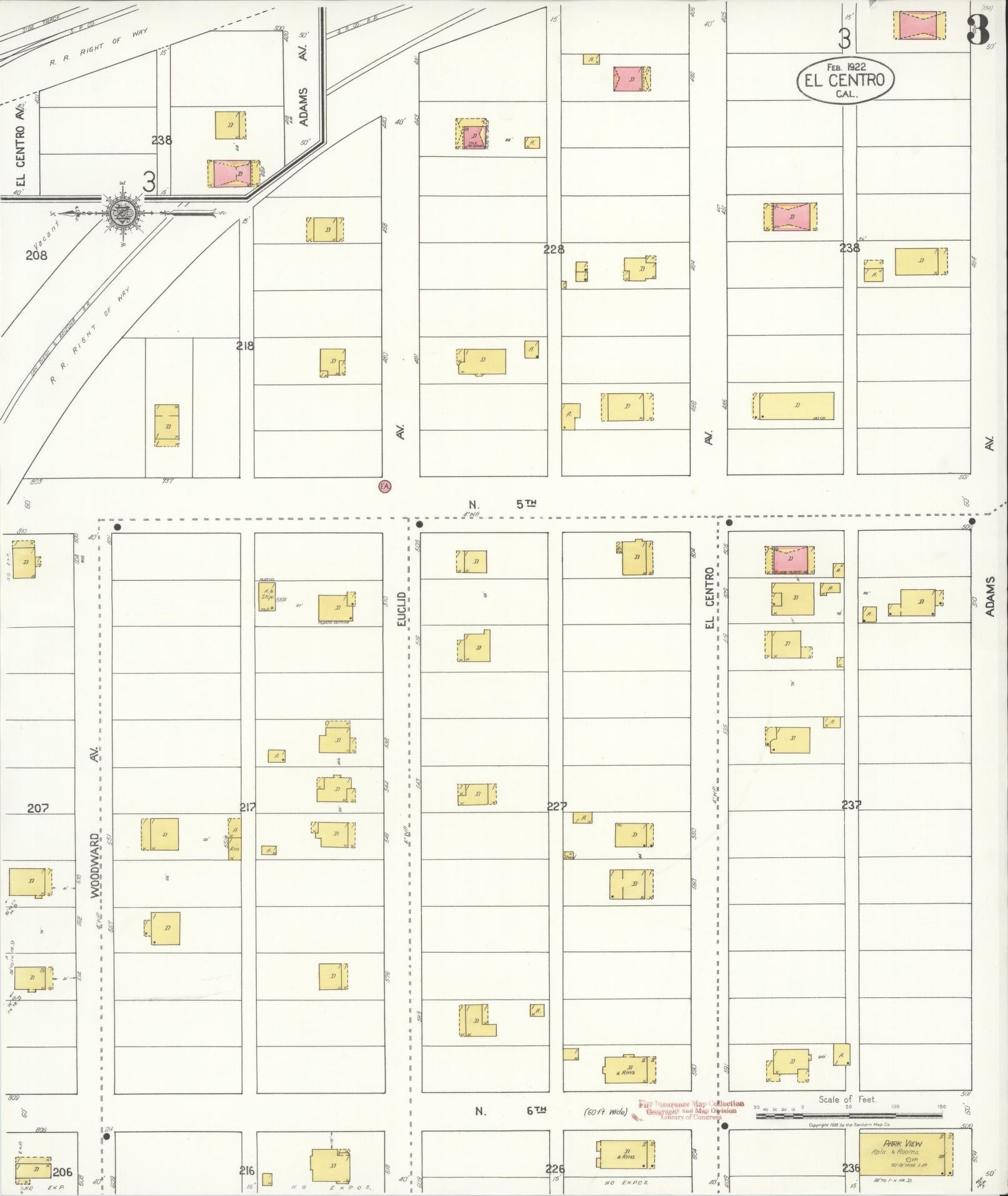 Sanborn Fire Insurance Map from El Centro, Imperial County, California (1922), Sheet #0003 - Complete Map Set gallery image, historic Sanborn map, vintage wall art, California California