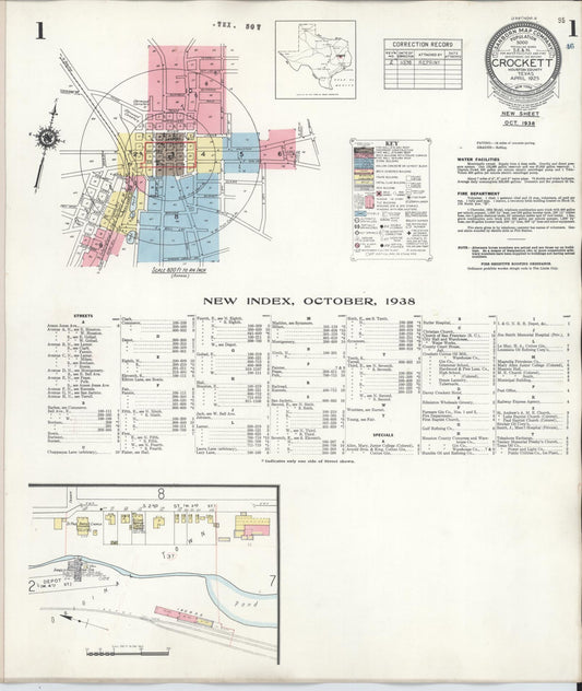 Sanborn Fire Insurance Map from Crockett, Houston County, Texas. (1938) – Historic Sanborn Fire Insurance Map Print
