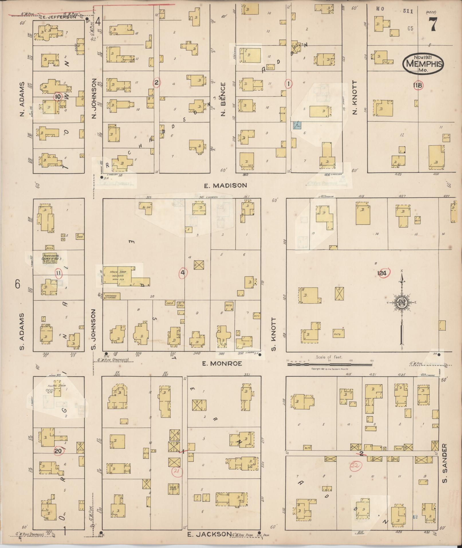 Sanborn Fire Insurance Map from Memphis, Scotland County, Missouri (1936), Sheet #0007 - Complete Map Set gallery image, historic Sanborn map, vintage wall art, Missouri Missouri