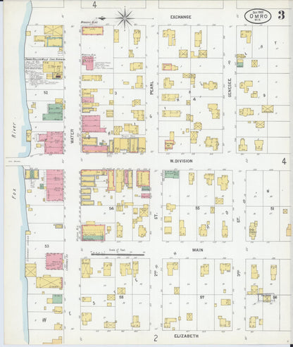 Sanborn Fire Insurance Map from Omro, Winnebago County, Wisconsin (1900), Sheet #0003 - Complete Map Set gallery image, historic Sanborn map, vintage wall art, Wisconsin Wisconsin