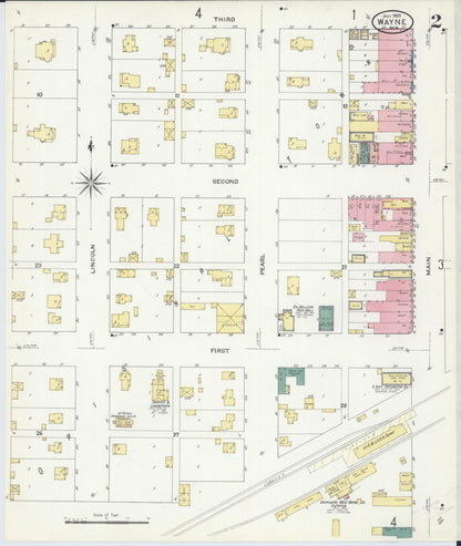 Sanborn Fire Insurance Map from Wayne, Wayne County, Nebraska (1909), Sheet #0002 - Complete Map Set gallery image, historic Sanborn map, vintage wall art, Nebraska Nebraska