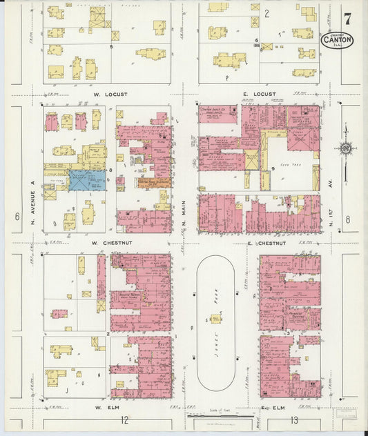 Sanborn Fire Insurance Map from Canton, Fulton County, Illinois (1917), Sheet #0007 - Historic Sanborn Fire Insurance Map Print, vintage old map wall art, antique decor, genealogy gift, Illinois Illinois map