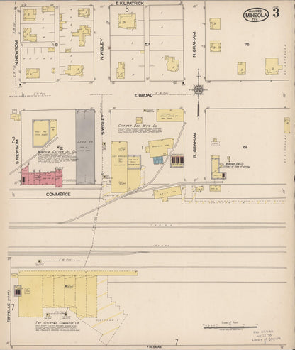 Sanborn Fire Insurance Map from Mineola, Wood County, Texas (1922), Sheet #0003 - Complete Map Set gallery image, historic Sanborn map, vintage wall art, Texas Texas
