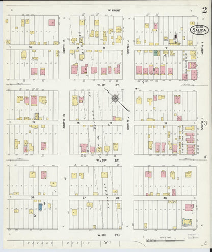Sanborn Fire Insurance Map from Salida, Chaffee County, Colorado (1909), Sheet #0002 - Complete Map Set gallery image, historic Sanborn map, vintage wall art, Colorado Colorado