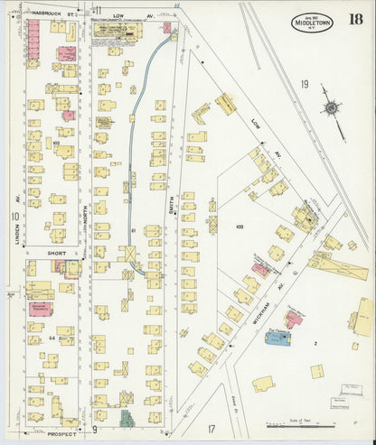 Sanborn Fire Insurance Map from Middletown, Orange County, New York (1910), Sheet #0018 - Complete Map Set gallery image, historic Sanborn map, vintage wall art, New York New York