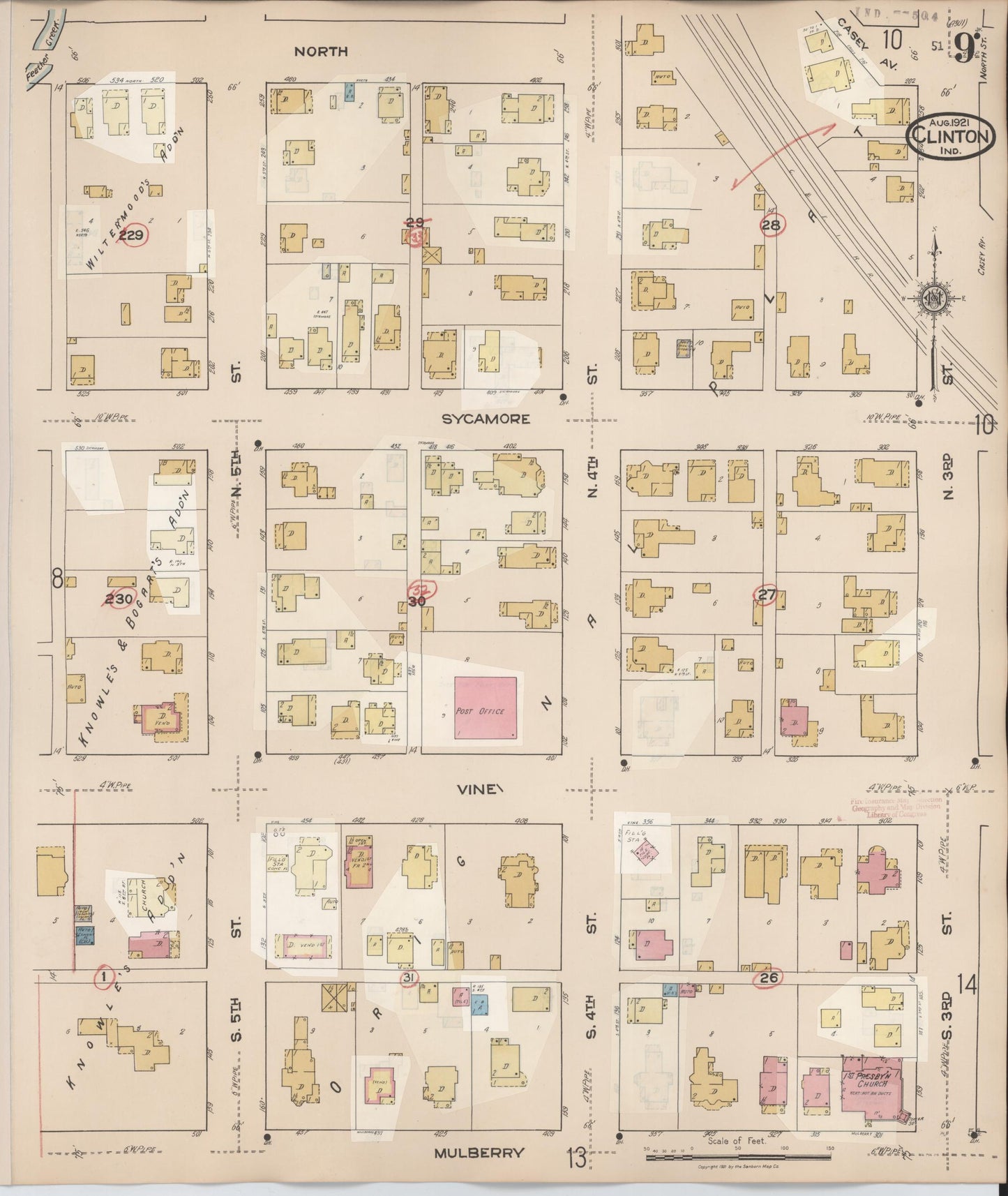 Sanborn Fire Insurance Map from Clinton, Vermillion County, Indiana (1947), Sheet #0009 - Historic Sanborn Fire Insurance Map Print, vintage old map wall art, antique decor, genealogy gift, Indiana Indiana map