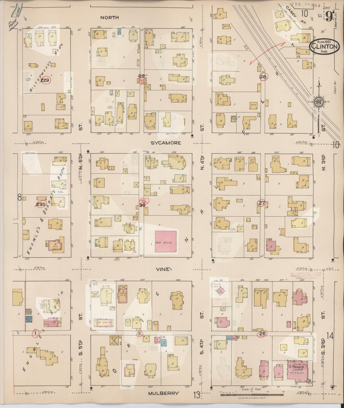 Sanborn Fire Insurance Map from Clinton, Vermillion County, Indiana (1947), Sheet #0009 - Historic Sanborn Fire Insurance Map Print, vintage old map wall art, antique decor, genealogy gift, Indiana Indiana map