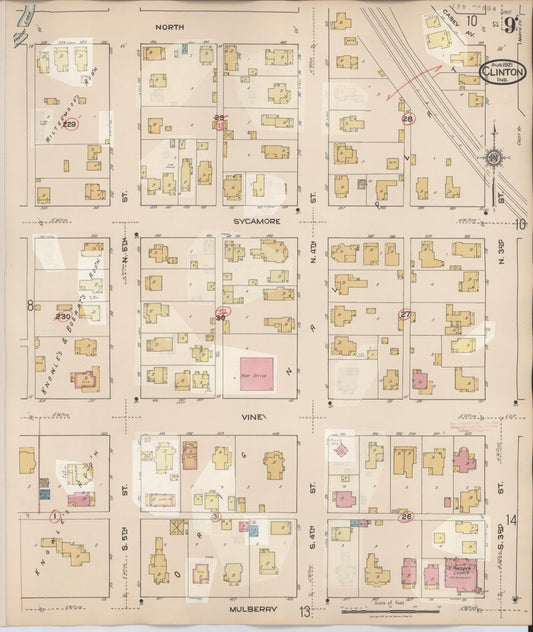 Sanborn Fire Insurance Map from Clinton, Vermillion County, Indiana (1947), Sheet #0009 - Historic Sanborn Fire Insurance Map Print, vintage old map wall art, antique decor, genealogy gift, Indiana Indiana map