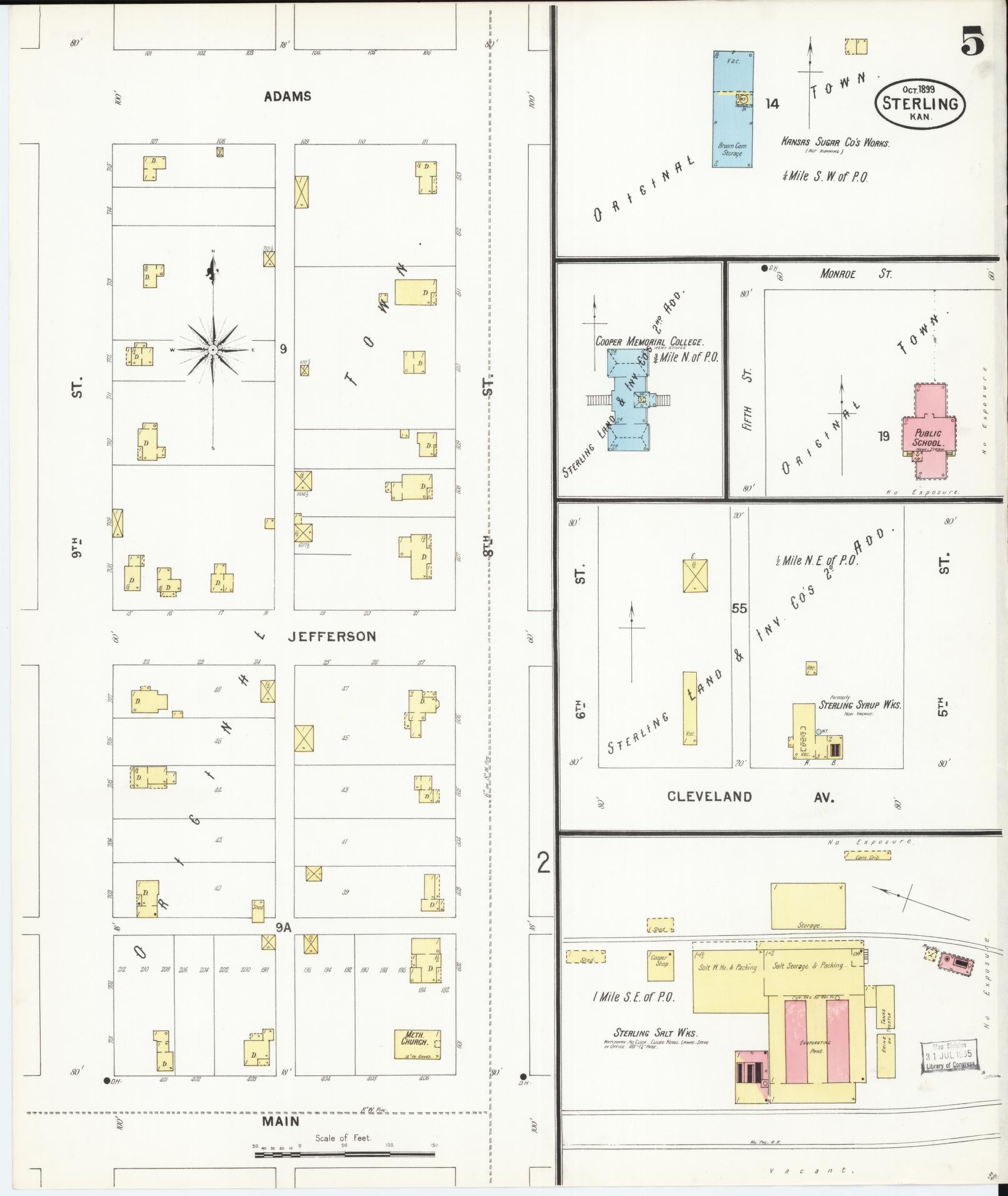 Sanborn Fire Insurance Map from Sterling, Rice County, Kansas (1899), Sheet #0005 - Historic Sanborn Fire Insurance Map Print, vintage old map wall art, antique decor, genealogy gift, Kansas Kansas map