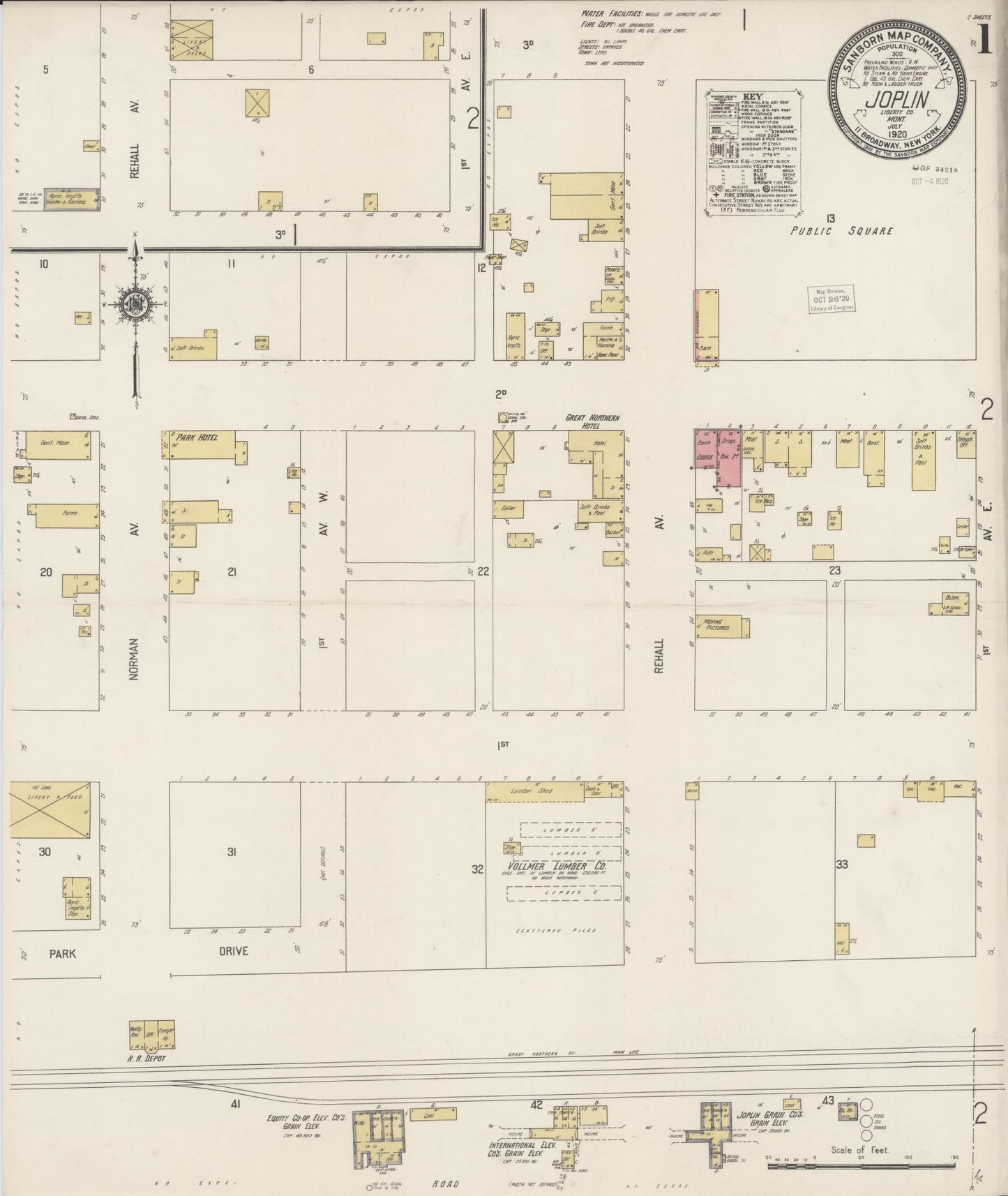 Sanborn Fire Insurance Map from Joplin, Liberty County, Montana (1920), Sheet #0001 - Complete Map Set gallery image, historic Sanborn map, vintage wall art, Montana Montana