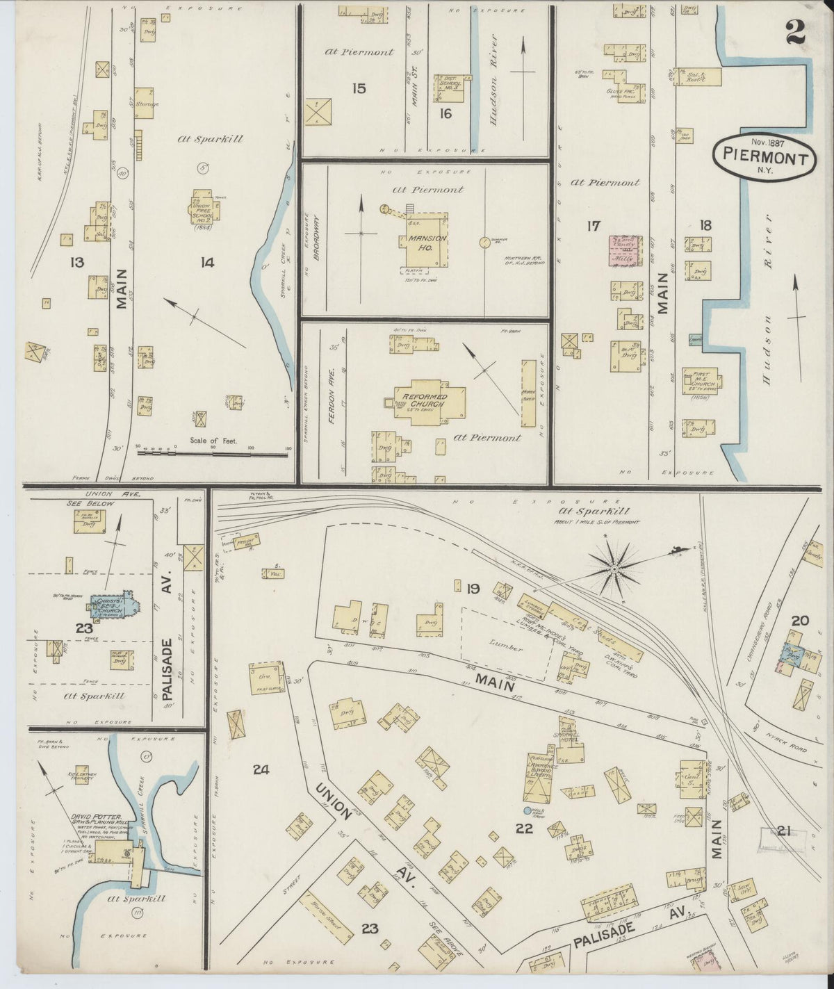 Sanborn Fire Insurance Map from Piermont, Rockland County, New York (1887), Sheet #0002 - Historic Sanborn Fire Insurance Map Print, vintage old map wall art, antique decor, genealogy gift, New York New York map