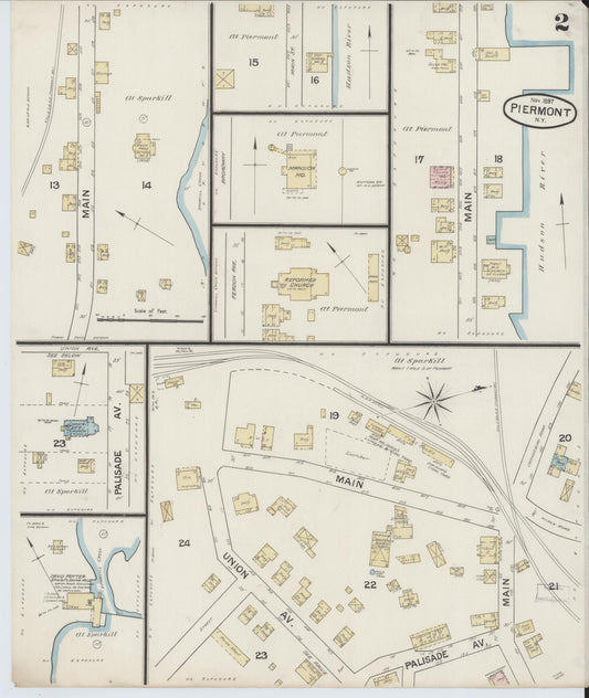 Sanborn Fire Insurance Map from Piermont, Rockland County, New York (1887), Sheet #0002 - Historic Sanborn Fire Insurance Map Print, vintage old map wall art, antique decor, genealogy gift, New York New York map
