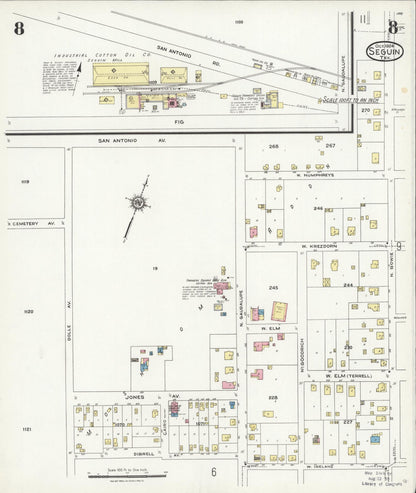 Sanborn Fire Insurance Map from Seguin, Guadalupe County, Texas (1924), Sheet #0008 - Complete Map Set gallery image, historic Sanborn map, vintage wall art, Texas Texas