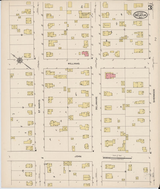 Sanborn Fire Insurance Map from Decatur, Van Buren County, Michigan (1922), Sheet #0003 - Historic Sanborn Fire Insurance Map Print, vintage old map wall art, antique decor, genealogy gift, Michigan Michigan map