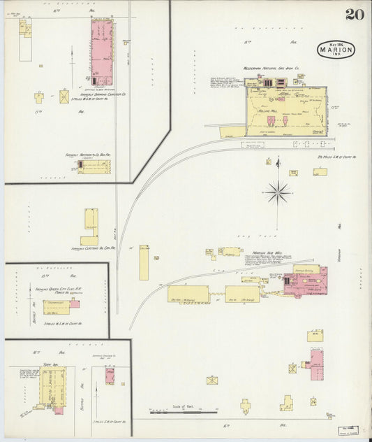 Sanborn Fire Insurance Map from Marion, Grant County, Indiana (1896), Sheet #0020 - Historic Sanborn Fire Insurance Map Print, vintage old map wall art, antique decor, genealogy gift, Indiana Indiana map