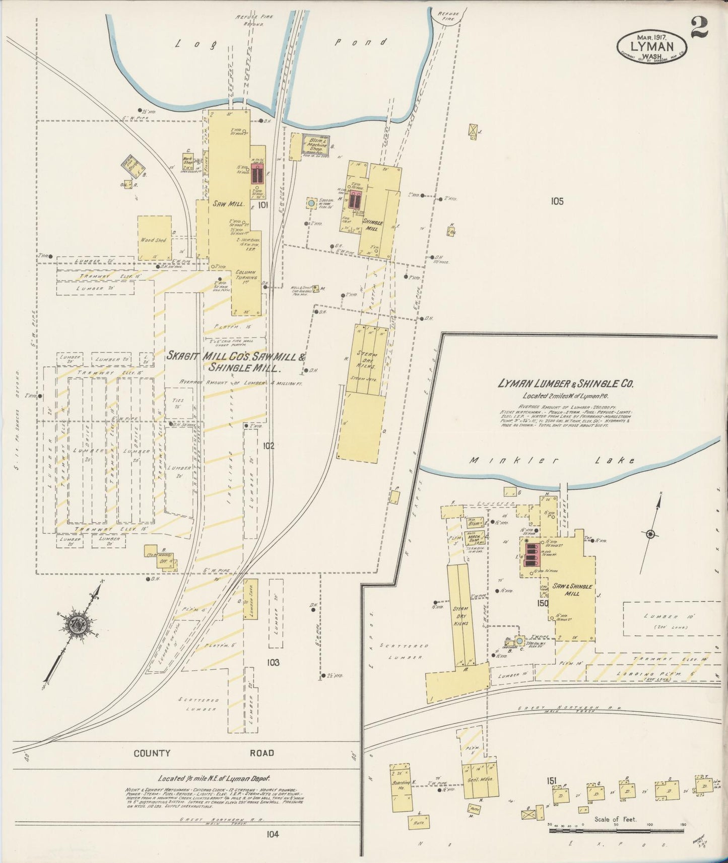 Sanborn Fire Insurance Map from Lyman, Skagit County, Washington (1917), Sheet #0002 - Complete Map Set gallery image, historic Sanborn map, vintage wall art, Washington Washington