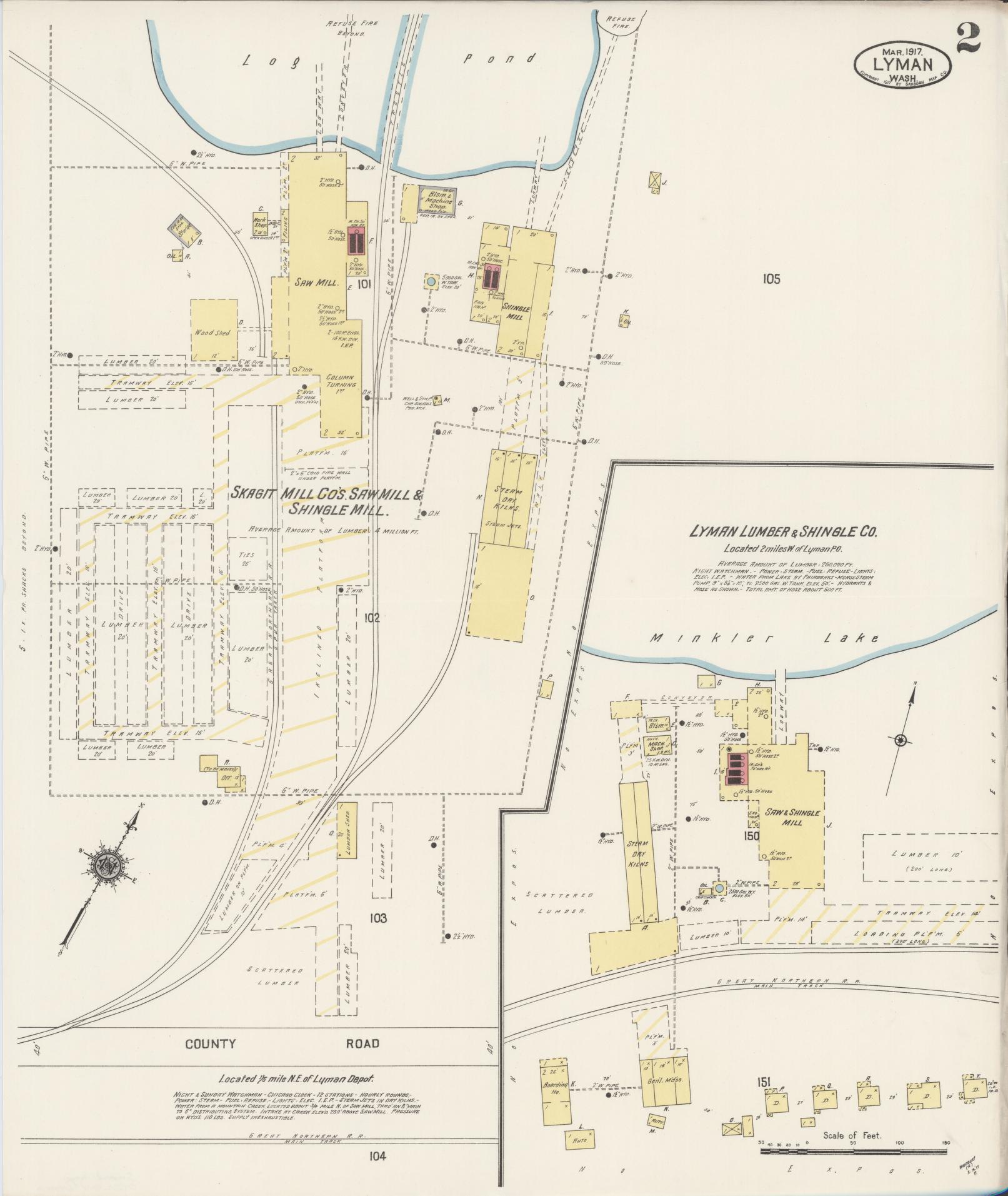 Sanborn Fire Insurance Map from Lyman, Skagit County, Washington (1917), Sheet #0002 - Complete Map Set gallery image, historic Sanborn map, vintage wall art, Washington Washington