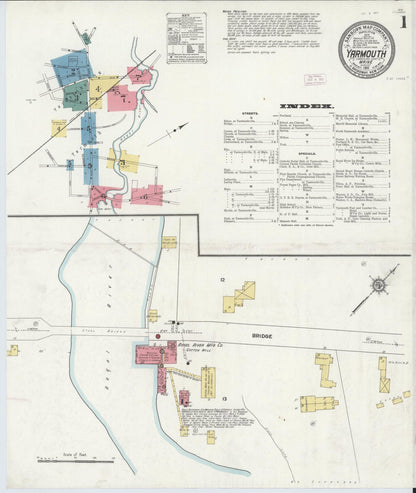 Sanborn Fire Insurance Map from Yarmouth, Cumberland County, Maine (1911), Sheet #0001 - Complete Map Set gallery image, historic Sanborn map, vintage wall art, Maine Maine
