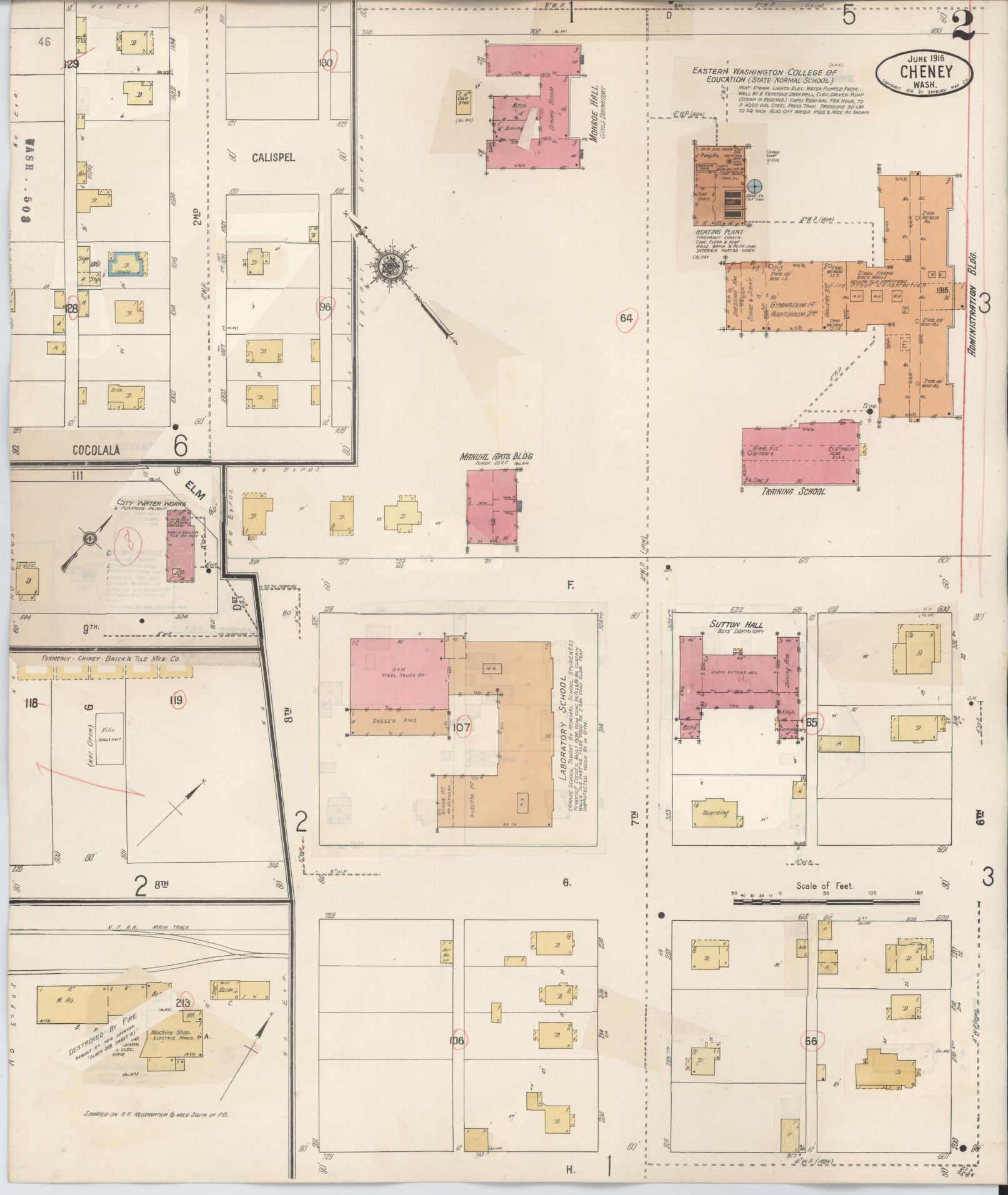 Sanborn Fire Insurance Map from Cheney, Spokane County, Washington (1939), Sheet #0002 - Complete Map Set gallery image, historic Sanborn map, vintage wall art, Washington Washington