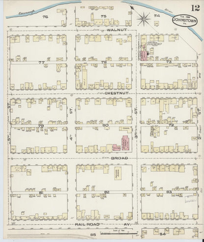 Sanborn Fire Insurance Map from Johnstown, Cambria County, Pennsylvania (1886), Sheet #0012 - Complete Map Set gallery image, historic Sanborn map, vintage wall art, Pennsylvania Pennsylvania