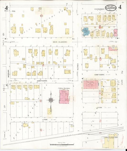 Sanborn Fire Insurance Map from Elmwood, Peoria County, Illinois (1944), Sheet #0004 - Historic Sanborn Fire Insurance Map Print, vintage old map wall art, antique decor, genealogy gift, Illinois Illinois map