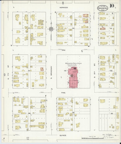 Sanborn Fire Insurance Map from Brainerd, Crow Wing County, Minnesota (1913), Sheet #0010 - Historic Sanborn Fire Insurance Map Print, vintage old map wall art, antique decor, genealogy gift, Minnesota Minnesota map
