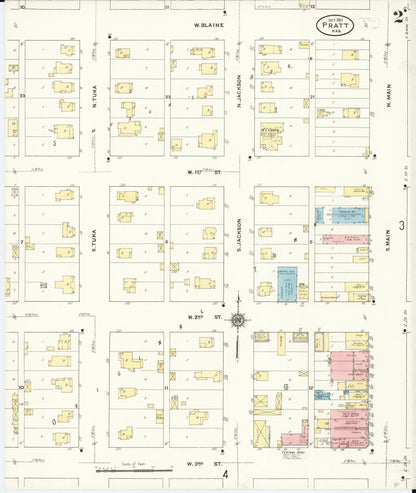 Sanborn Fire Insurance Map from Pratt, Pratt County, Kansas (1911), Sheet #0002 - Complete Map Set gallery image, historic Sanborn map, vintage wall art, Kansas Kansas