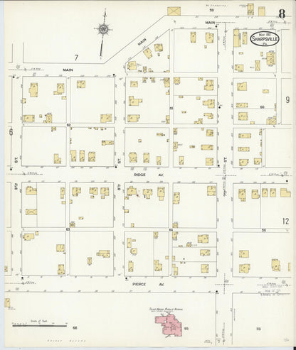 Sanborn Fire Insurance Map from Sharpsville, Mercer County, Pennsylvania (1912), Sheet #0008 - Historic Sanborn Fire Insurance Map Print, vintage old map wall art, antique decor, genealogy gift, Pennsylvania Pennsylvania map