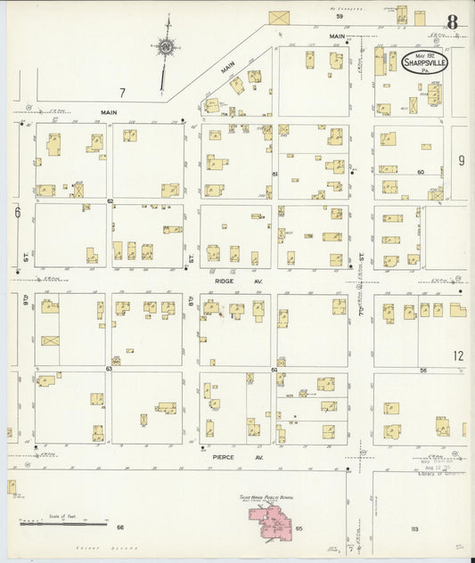 Sanborn Fire Insurance Map from Sharpsville, Mercer County, Pennsylvania (1912), Sheet #0008 - Historic Sanborn Fire Insurance Map Print, vintage old map wall art, antique decor, genealogy gift, Pennsylvania Pennsylvania map