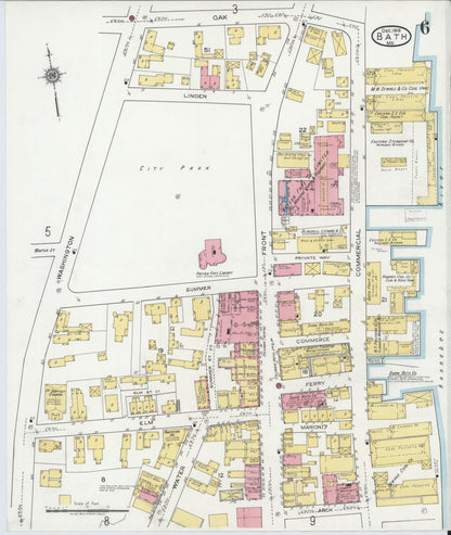 Sanborn Fire Insurance Map from Bath, Sagadahoc County, Maine (1919), Sheet #0006 - Complete Map Set gallery image, historic Sanborn map, vintage wall art, Maine Maine