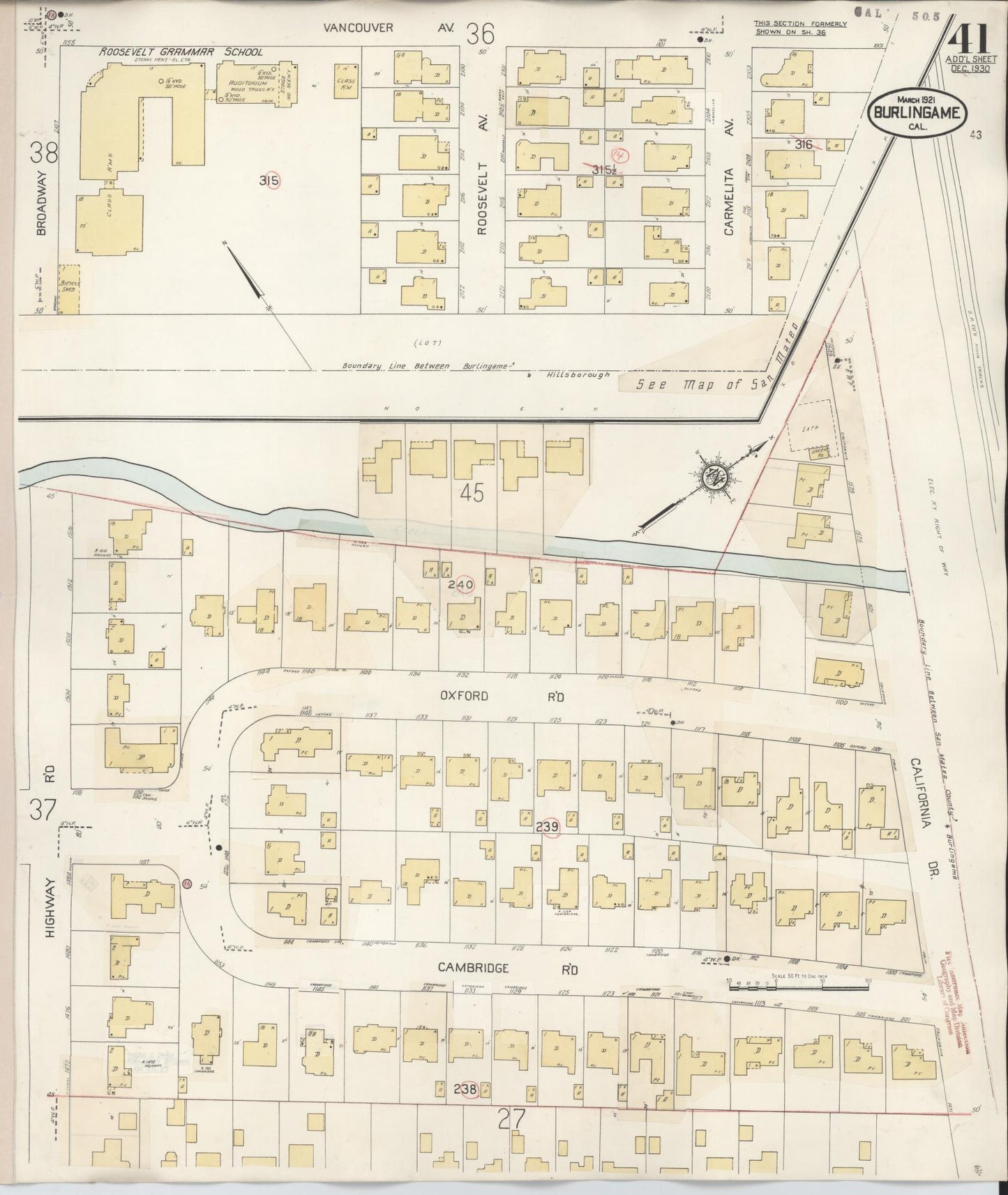 Sanborn Fire Insurance Map from Burlingame, San Mateo County, California (1949), Sheet #0041 - Complete Map Set gallery image, historic Sanborn map, vintage wall art, California California
