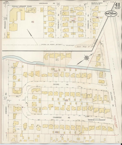 Sanborn Fire Insurance Map from Burlingame, San Mateo County, California (1949), Sheet #0041 - Complete Map Set gallery image, historic Sanborn map, vintage wall art, California California