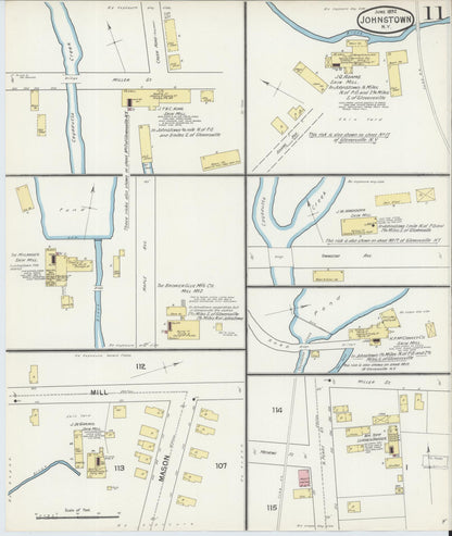 Sanborn Fire Insurance Map from Johnstown, Fulton County, New York (1892), Sheet #0011 - Historic Sanborn Fire Insurance Map Print, vintage old map wall art, antique decor, genealogy gift, New York New York map