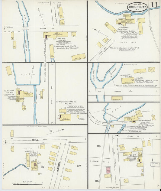 Sanborn Fire Insurance Map from Johnstown, Fulton County, New York (1892), Sheet #0011 - Historic Sanborn Fire Insurance Map Print, vintage old map wall art, antique decor, genealogy gift, New York New York map