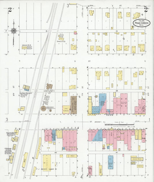 Sanborn Fire Insurance Map from Pond Creek, Grant County, Oklahoma (1928), Sheet #0002 - Historic Sanborn Fire Insurance Map Print, vintage old map wall art, antique decor, genealogy gift, Oklahoma Oklahoma map