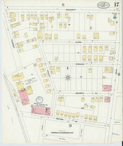 Sanborn Fire Insurance Map from Everett, Middlesex County, Massachusetts (1897), Sheet #0017 - Complete Map Set gallery image, historic Sanborn map, vintage wall art, Massachusetts Massachusetts