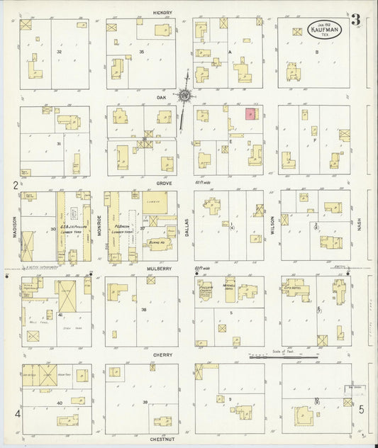 Sanborn Fire Insurance Map from Kaufman, Kaufman County, Texas (1912), Sheet #0003 - Historic Sanborn Fire Insurance Map Print, vintage old map wall art, antique decor, genealogy gift, Texas Texas map