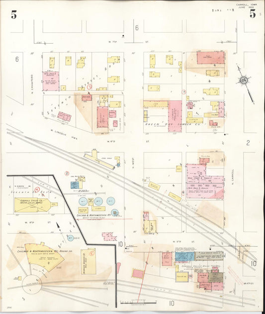 Sanborn Fire Insurance Map from Carroll, Carroll County, Iowa (1948), Sheet #0005 - Historic Sanborn Fire Insurance Map Print, vintage old map wall art