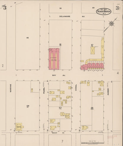 Sanborn Fire Insurance Map from Beach Haven, Ocean County, New Jersey (1922), Sheet #0003 - Complete Map Set gallery image, historic Sanborn map, vintage wall art, New Jersey New Jersey