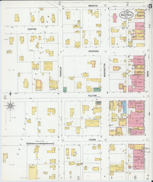 Sanborn Fire Insurance Map from Waupaca, Waupaca County, Wisconsin (1901), Sheet #0003 - Historic Sanborn Fire Insurance Map Print, vintage old map wall art, antique decor, genealogy gift, Wisconsin Wisconsin map