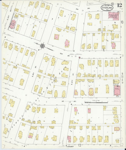 Sanborn Fire Insurance Map from Sterling, Whiteside County, Illinois (1910), Sheet #0012 - Complete Map Set gallery image, historic Sanborn map, vintage wall art, Illinois Illinois