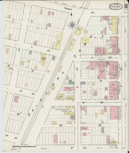 Sanborn Fire Insurance Map from Salida, Chaffee County, Colorado (1890), Sheet #0002 - Historic Sanborn Fire Insurance Map Print, vintage old map wall art, antique decor, genealogy gift, Colorado Colorado map