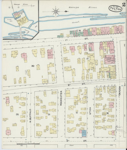 Sanborn Fire Insurance Map from Fulton, Oswego County, New York (1890), Sheet #0002 - Complete Map Set gallery image, historic Sanborn map, vintage wall art, New York New York