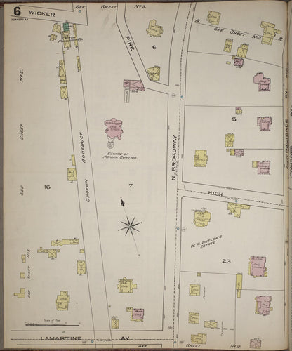 Sanborn Fire Insurance Map from Yonkers, Westchester County, New York (1886), Sheet #0006 - Historic Sanborn Fire Insurance Map Print, vintage old map wall art, antique decor, genealogy gift, New York New York map