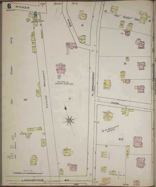 Sanborn Fire Insurance Map from Yonkers, Westchester County, New York (1886), Sheet #0006 - Historic Sanborn Fire Insurance Map Print, vintage old map wall art, antique decor, genealogy gift, New York New York map