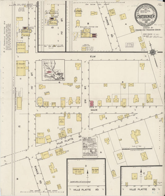 Sanborn Fire Insurance Map from Chataignier, Evangeline Parish, Louisiana (1922), Sheet #0001 - Historic Sanborn Fire Insurance Map Print, vintage old map wall art, antique decor, genealogy gift, Louisiana Louisiana map